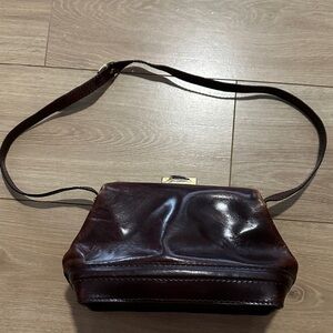 Vintage Dark Brown Leather Shoulder Bag